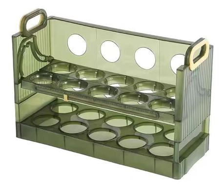 Flippy organizator za jajca za hladilnik, za 20 jajc v 2 plasteh, plastika 25,5 x 10 x 17 cm, prozorno zelen