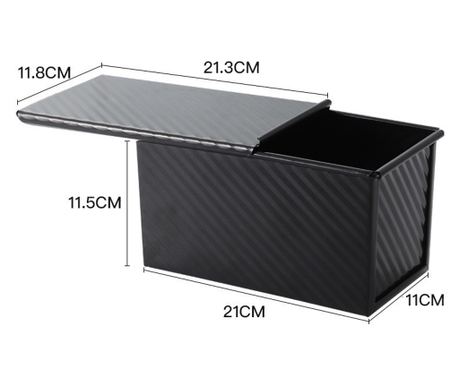 Škatla za toast kruh, Flippy, črna, 450g, s pokrovom