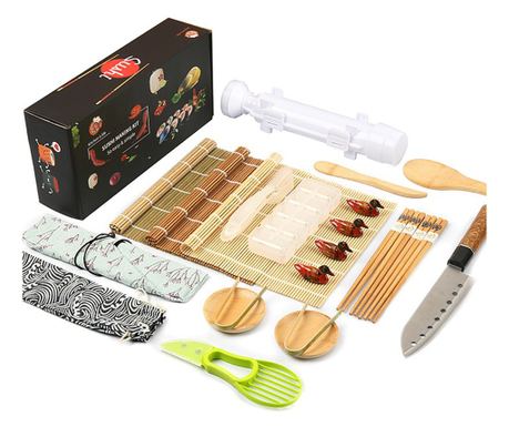 Sushi Evőeszköz Készlet, Flippy, 24 Részes Sushi Tartozék Készlet, HÁZI Készítésű Sushi Készlet, Késsel, Formákkal, Evőpálcikákk