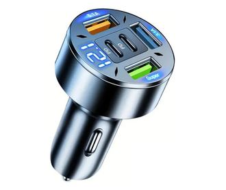 Auto punjač 5 u 1, Flippy, 3 x USB Fast Charge QC3.1 i 2 x Type C, PD 65W, Crna