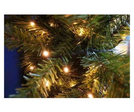 Akárkulcsos, lineáris kialakítású karácsonyi fényfüzér, 2 világítási móddal, 5 méteres, zöld vezetékkel, 50 LED-del, meleg fehér