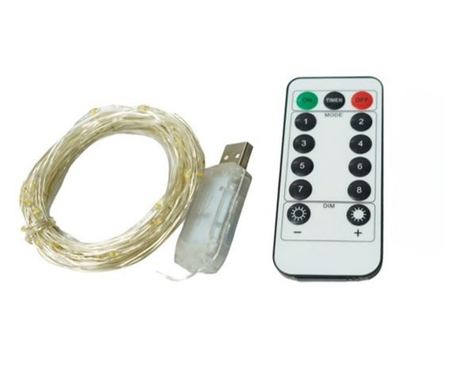 Božićna rasvjeta, 10 metara, 100 LED svjetala, USB, daljinski upravljač s 8 funkcija, višebojna, Flippy