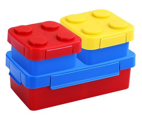 Set caserole pentru pranz interactive, Flippy, cuburi de construit, plastic, multicolor