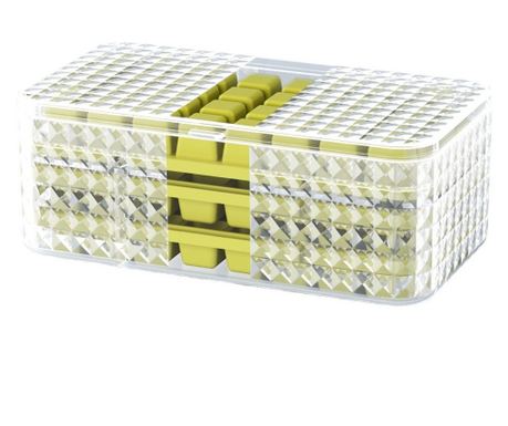 Set 3 forme pentru gheață și o caserola pentru depozitare Cyrax, 96 de cuburi, verde