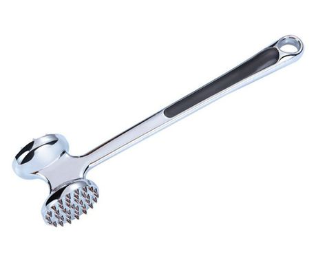 Ciocan pentru snitele si carne Cyrax, din aliaj de zinc, maner antialunecare, doua capete, 22 cm, argintiu