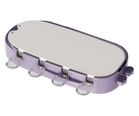 Forma pentru inghetata Cyrax, 4 compartimente, forme cu animalute, materialsilicon si ABS, 21 x 12.8 x 3cm, mov