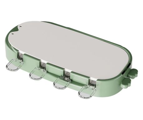 Forma pentru inghetata Cyrax, 4 compartimente, forme cu animalute, materialsilicon si ABS, 21 x 12.8 x 3cm, verde