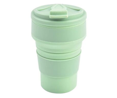 Flippy sklopiva silikonska šalica, za putovanja, kampiranje, 350 ml, 8,2x6,3x9,1 cm, zelena