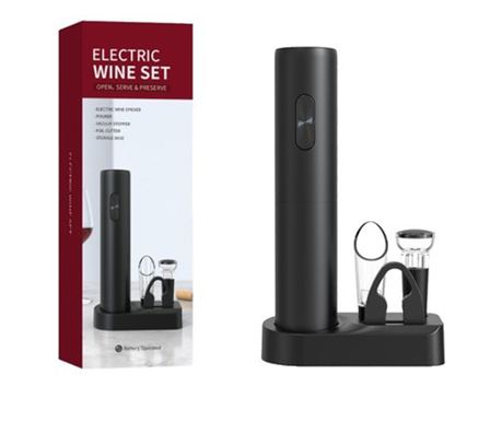 Set Tirbuson Electric din 5 piese, Flippy, Deschizator Electric, cu Baterii, Multifunctional, 23x14cm, Negru