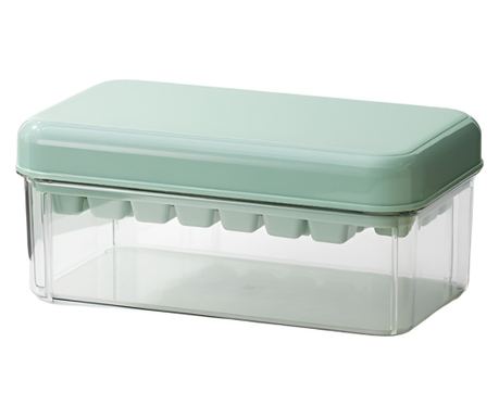 Set Cutie pentru Gheață, Cyrax, Uz Casnic, Două Tavite pentru Cuburi, Capac Etanș, Lopata, 23.5x13.3x10 cm, Verde