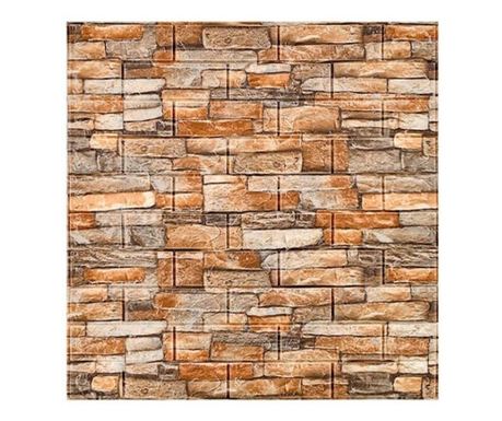 Sada 10 3D tapetových panelov, Flippy, 70 x 77 cm, hrúbka 3 mm, z polyetylénu, model tehla, pokrytá plocha 5,3 m², žltý kameň