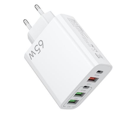 Polnilec za omrežje, Flippy, 5 vrat, 65W hitro polnjenje, 3 x USB, 2 x Type-C, univerzalna združljivost iPhone, Huawei, Samsung,