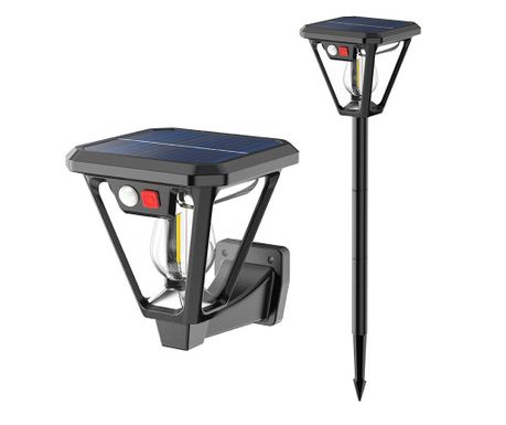 Solarna LED svetilka, Flippy, tip svetilke, za steno/talna, 10,8 x 12,3 x 46 cm, 3 načini, topla svetloba, ABS in PP, črna