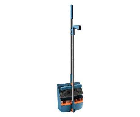 Set metle in smetišnice z ročajem Flippy, z zobmi za čiščenje metle, vrtljiv, zložljiv, odstranljiv, nerjaveče jeklo
