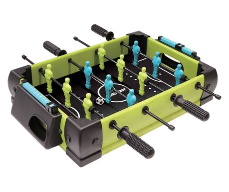 Stolní fotbal s hřištěm a 12 hráči Flippy, 4 rukojeti, s tabulkou skóre, z kovu a ABS, 36,5 x 35,5 x 8 cm, vícebarevný design