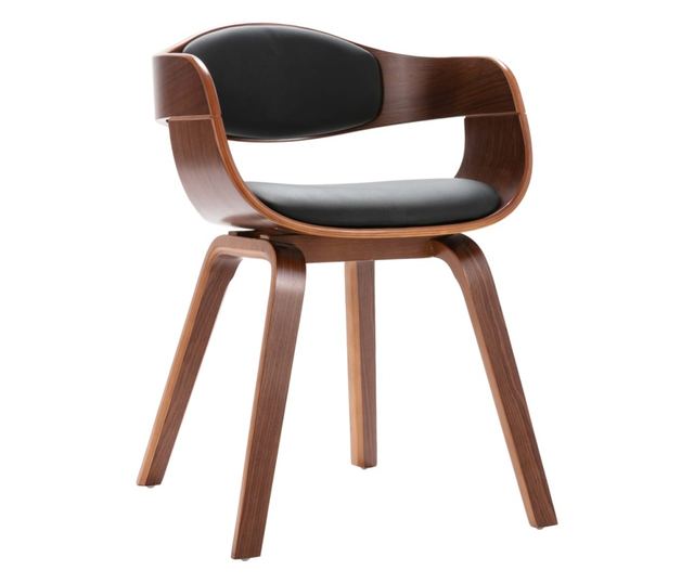 Jedilni stoli, komplet 4, upognjen les in umetno usnje