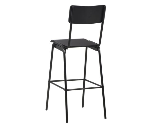 Barski stoli, 4 kosi, črni, masivni vezani les, jeklo