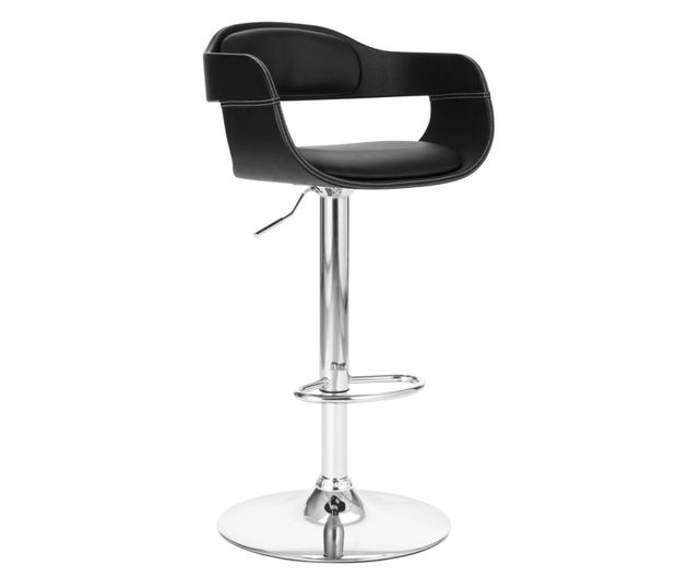 Barski stol, črn, umetno usnje