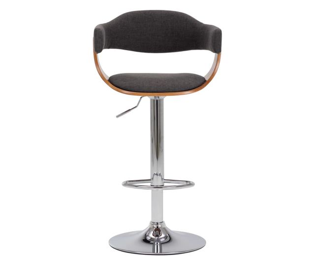 Barski stoli, 2 kosa, sivi, upognjen les in tkanina