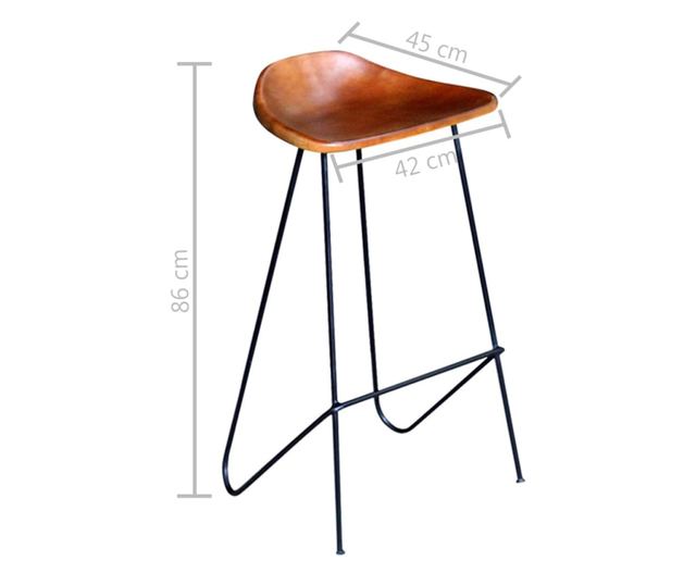 Barski stoli, 6 kosov, rjavi, pravo usnje