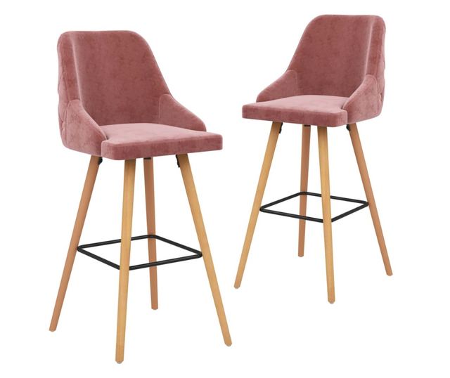 Barski stoli, 2 kosa, roza, žamet