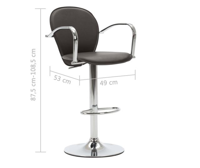 Barski stoli z naslonjali za roke, 2 kosa, rjavo umetno usnje