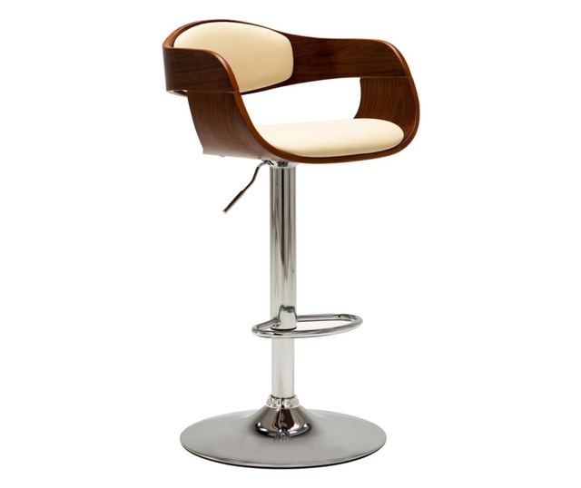 Barski stoli, 2 kosa, kremni, upognjen les in umetno usnje