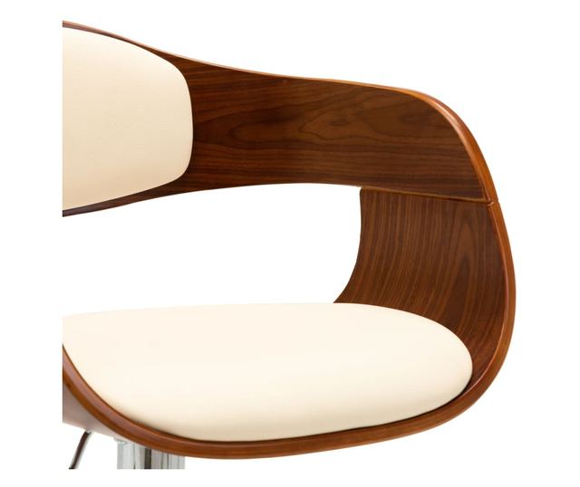 Barski stoli, 2 kosa, kremni, upognjen les in umetno usnje