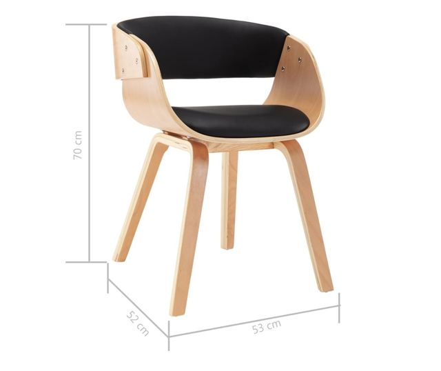 Kuhinjski stol, črn, upognjen les in umetno usnje