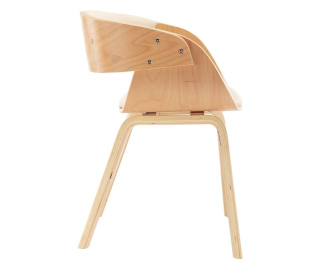 Jedilni stoli, komplet 4, kremni, upognjen les in umetno usnje