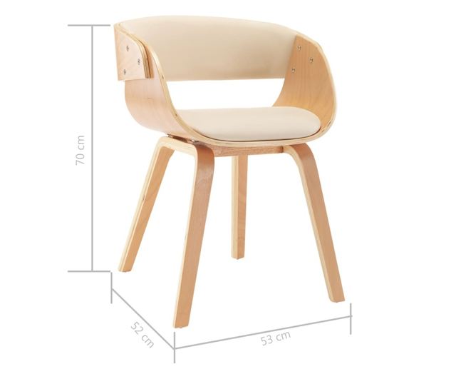 Jedilni stoli, komplet 4, kremni, upognjen les in umetno usnje