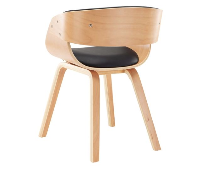 Kuhinjski stol, črn, upognjen les in umetno usnje