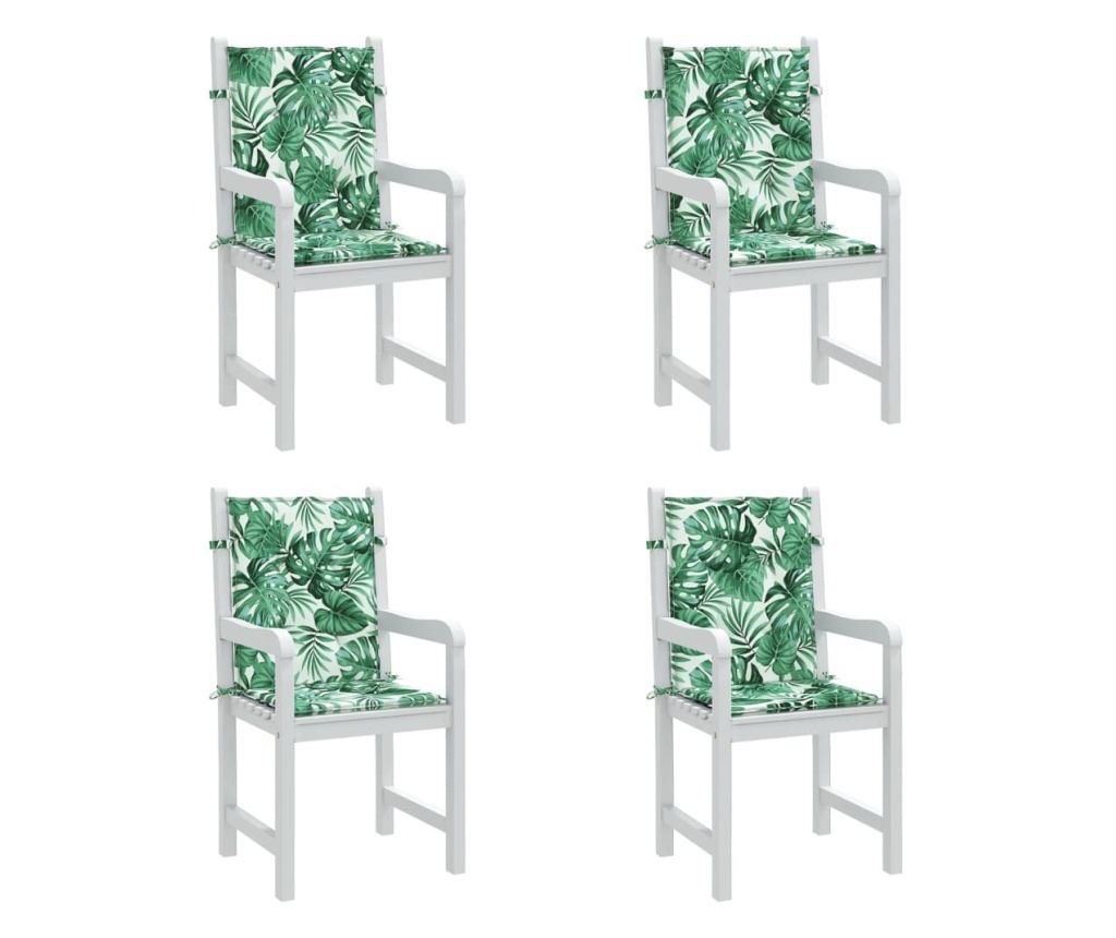 Jastuci za stolice niskog naslona, 4 kom, uzorak lišća, tekstil - 4