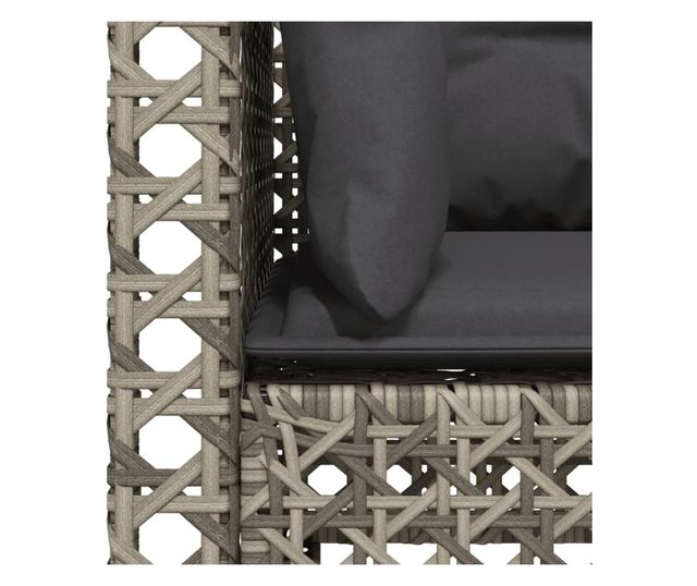 3 személyes szürke polyrattan kerti kanapé párnával