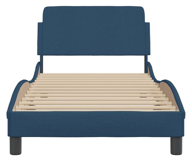 kék szövet ágykeret fejtámlával matrac nélkül 90x200 cm