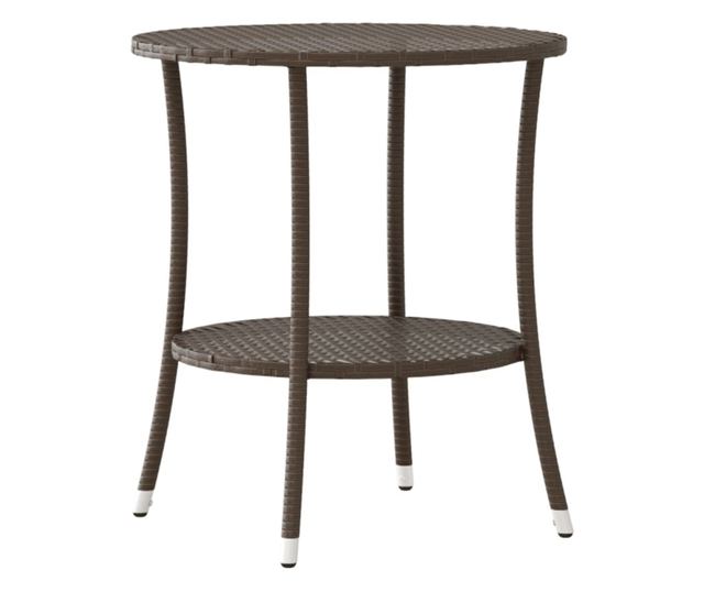 2 db barna polyrattan dönthető kerti szék asztallal