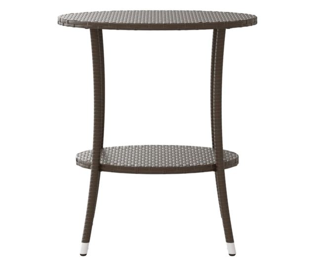 2 db barna polyrattan dönthető kerti szék asztallal