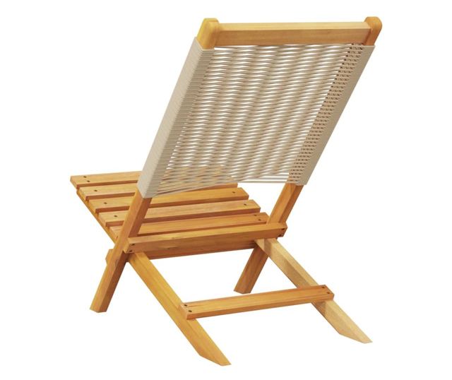 Сгъваеми градински столове, 4 бр, бежови, акация масив