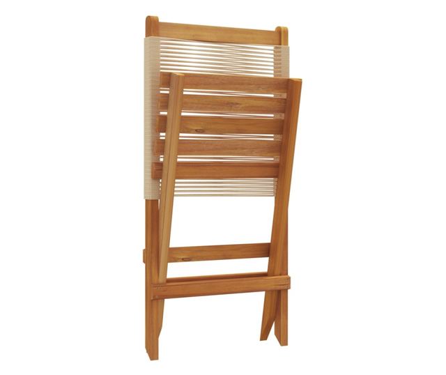 Сгъваеми градински столове, 4 бр, бежови, акация масив