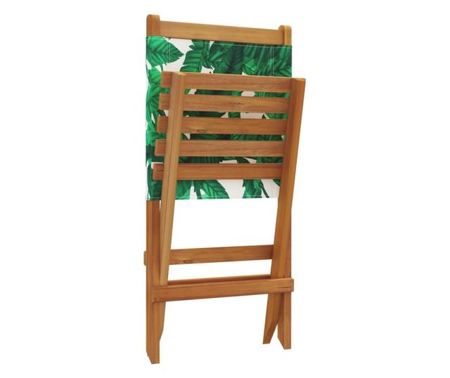 Сгъваеми градински столове 6 бр зелен плат и масивно дърво