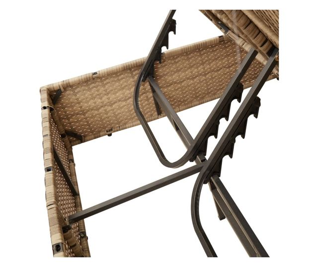 bézs polyrattan dupla napozóágy párnákkal és napernyővel