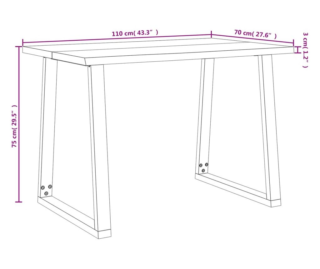 Комплект за хранене от 3 части, естествени ръбове, масивен акациев дървен материал - 11