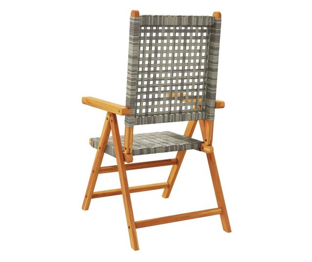 2 db szürke tömör akácfa és polyrattan kerti szék