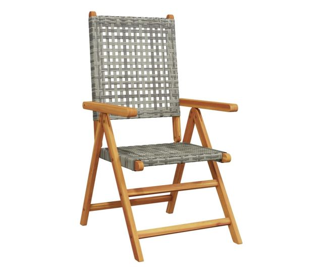 2 db szürke tömör akácfa és polyrattan kerti szék