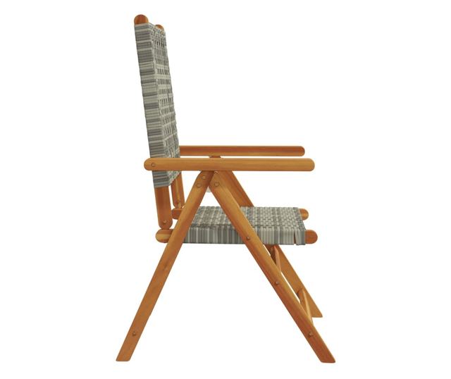 2 db szürke tömör akácfa és polyrattan kerti szék