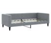 Daybed με στρώμα, ανοιχτό γκρι, 90x190 εκ., ύφασμα thumbnail 3