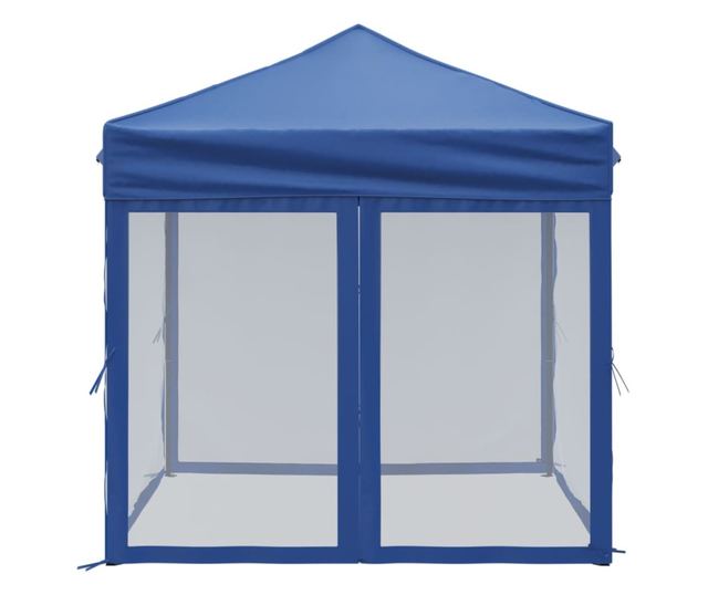 kék összecsukható rendezvénysátor oldalfalakkal 2 x 2 m