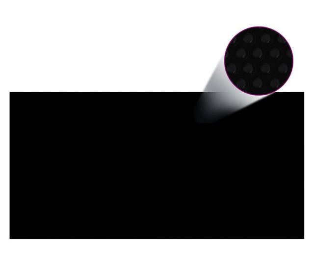 fekete és kék napelemes lebegő PE medencefólia 488 x 244 cm