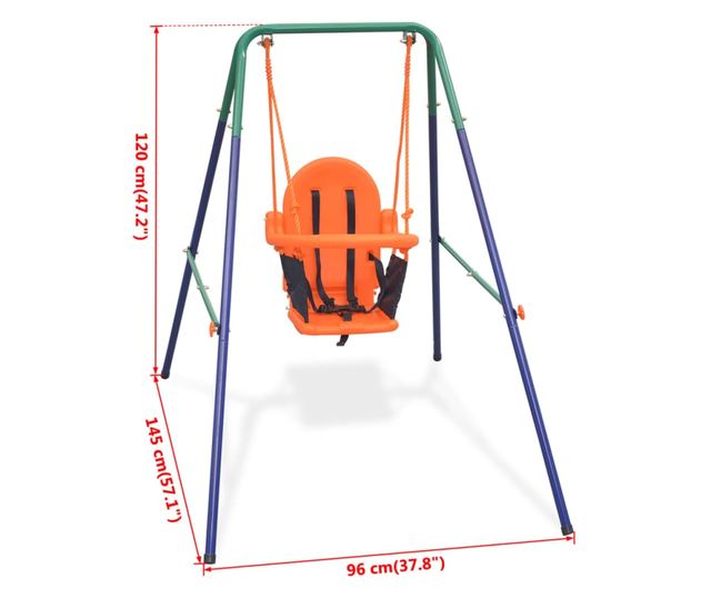 narancssárga hintakészlet biztonsági övvel totyogósoknak