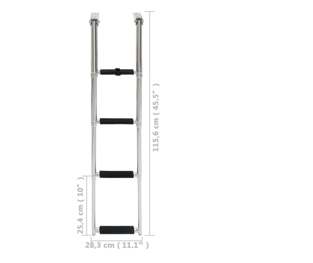 4 lépcsős rozsdamentes acél összecsukható beszállólétra - 5